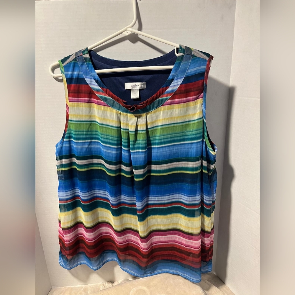 CJ Banks Colorful Summer Breeze Tank Top, Size 1X - Flawless Condition EVC